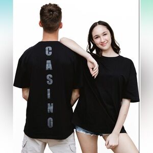NWT T-TAM Oversized T-Shirt Unisex Cotton Crew Neck Short Sleeve CASINO Tee
